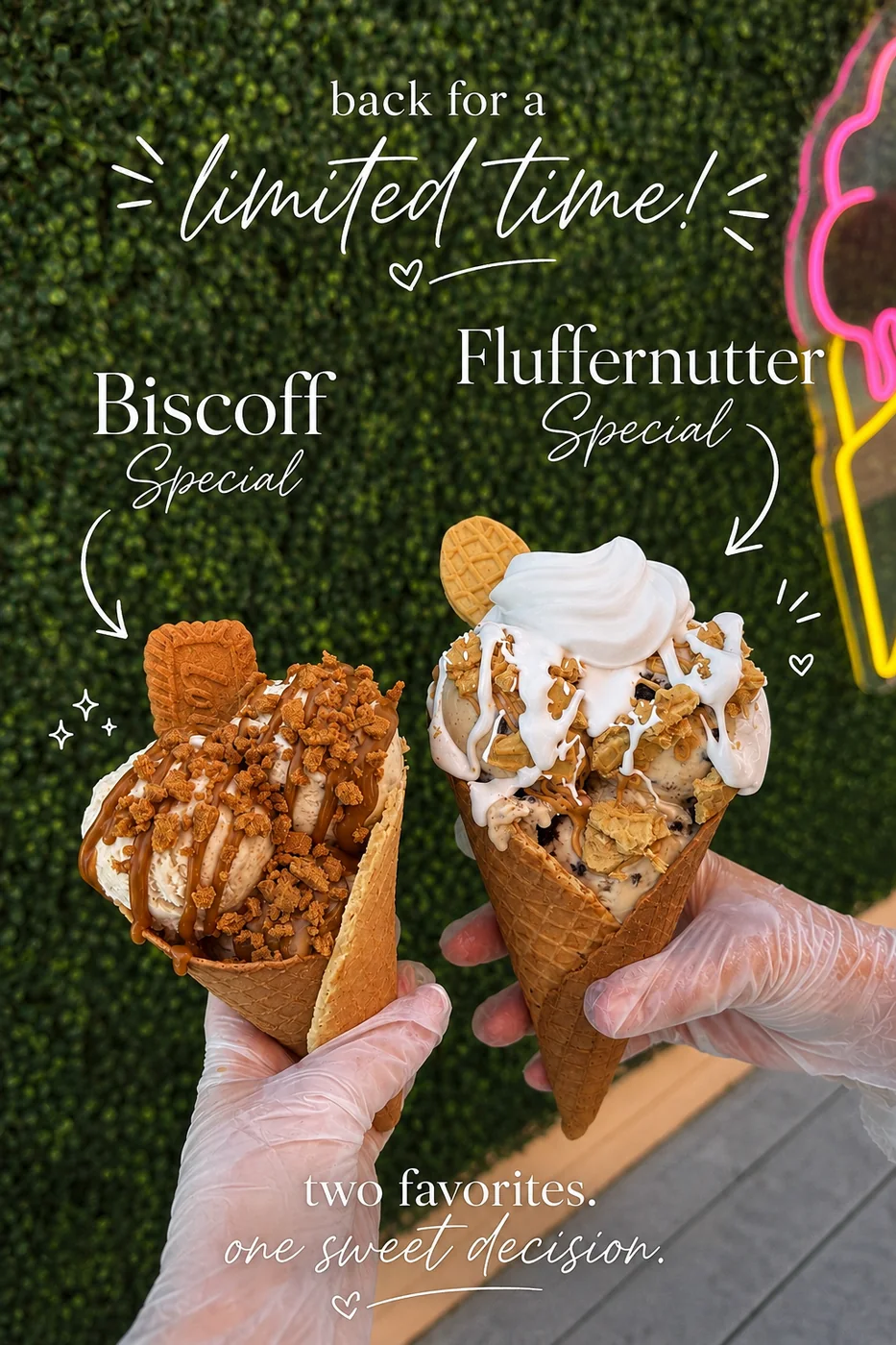 Two specialty ice cream cones